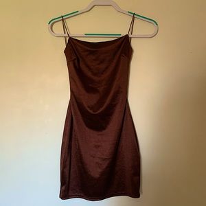 Super cute mini brown backless dress